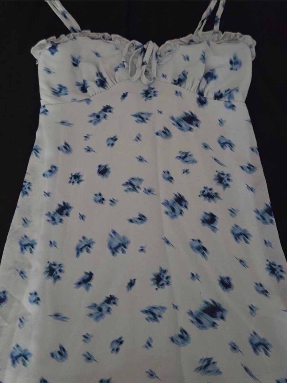 Blue Floral Spaghetti-Strap Women's Mini Dress